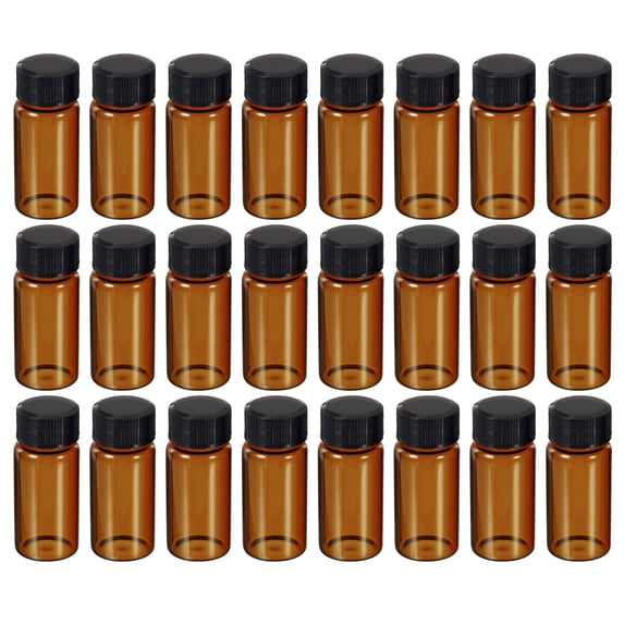 Uxcell 10mL Glass Vials with Screw Caps Liquid Sample Vial Storage, Amber 24Pcs