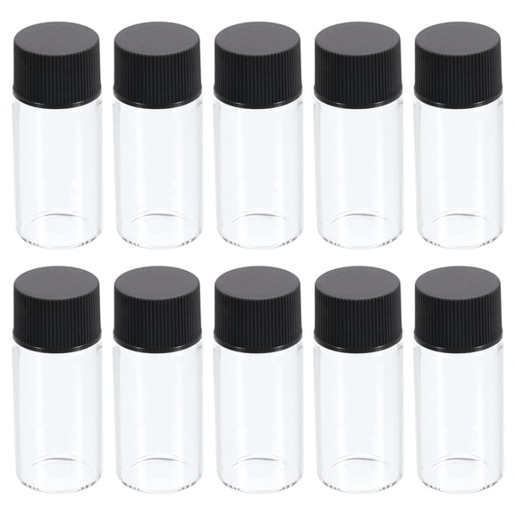Uxcell 10mL Media Storage Bottle, 50 Pack Reagent Media Bottle Glass Bottles with Plastic Screw Cap for Lab, Clear