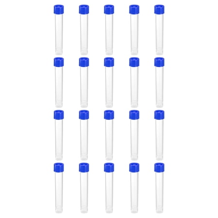Uxcell 10mL Plastic Test Tubes, 20 Pack Frozen Test Tube Vial Container Storage Screw Cap, Blue Clear
