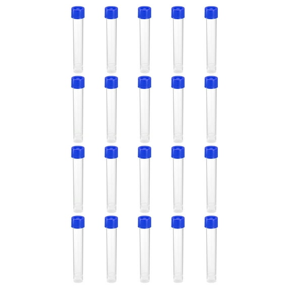 Uxcell 10mL Plastic Test Tubes, 20 Pack Frozen Test Tube Vial Container Storage Screw Cap, Blue Clear