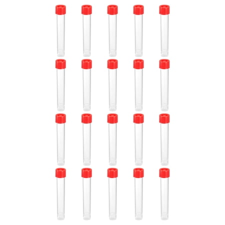 Uxcell 10mL Plastic Test Tubes, 20 Pack Frozen Test Tube Vial Container Storage Screw Cap, Red Clear