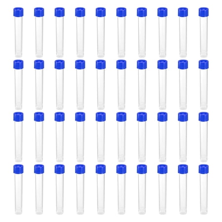 Uxcell 10mL Plastic Test Tubes, 40 Pack Frozen Test Tube Vial Container Storage Screw Cap, Blue Clear
