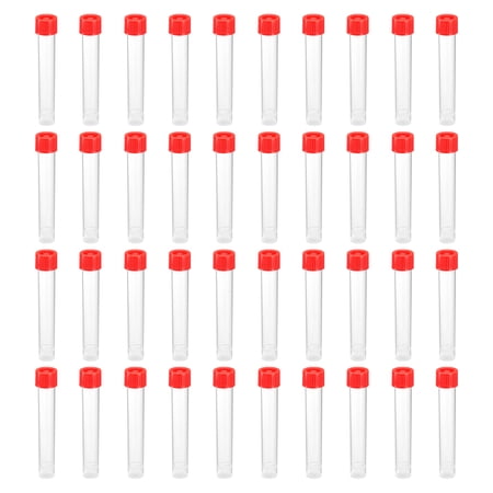 Uxcell 10mL Plastic Test Tubes, 40 Pack Frozen Test Tube Vial Container Storage Screw Cap, Red Clear