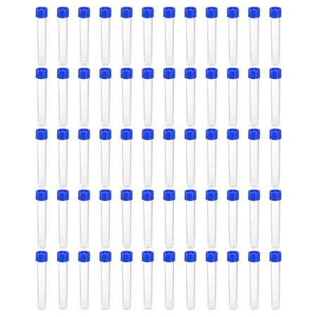 Uxcell 10mL Plastic Test Tubes, 60 Pack Frozen Test Tube Vial Container Storage Screw Cap, Blue Clear