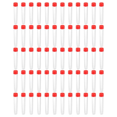 Uxcell 10mL Plastic Test Tubes, 60 Pack Frozen Test Tube Vial Container Storage Screw Cap, Red Clear