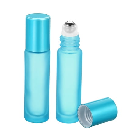 Uxcell 10mL Refillable Glass Essential Oil Roller Bottles, Matte Blue 2 Pack