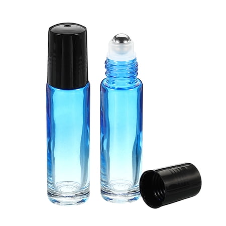 Uxcell 10mL Roller Bottles Glass Essential Oil Refillable Containers, Blue 2 Pack