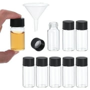 Uxcell 10ml Clear Glass Vials, 8 Pack Sample Vials with Screw Cap Reagent Media Bottle with Funnel Leak-Proof