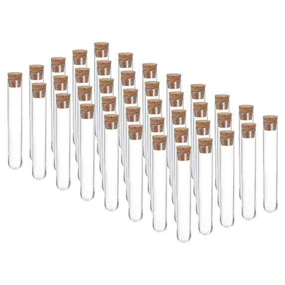 Uxcell 10ml Plastic Test Tubes with Cork Stoppers, 40Pcs 100x16mm Tubes Lab Use, Clear