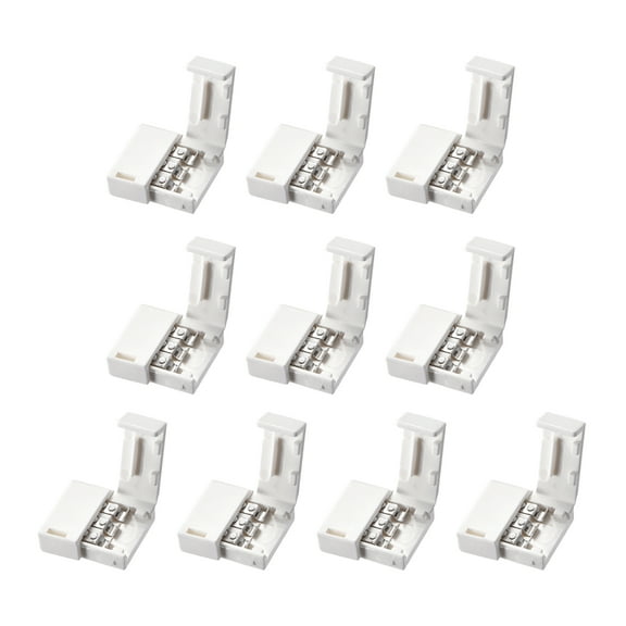 Uxcell 10mm 3P LED Strip Connector Solderless for WS2811 2812B 3 Conductor Multicolor Strip Light 10 Pcs