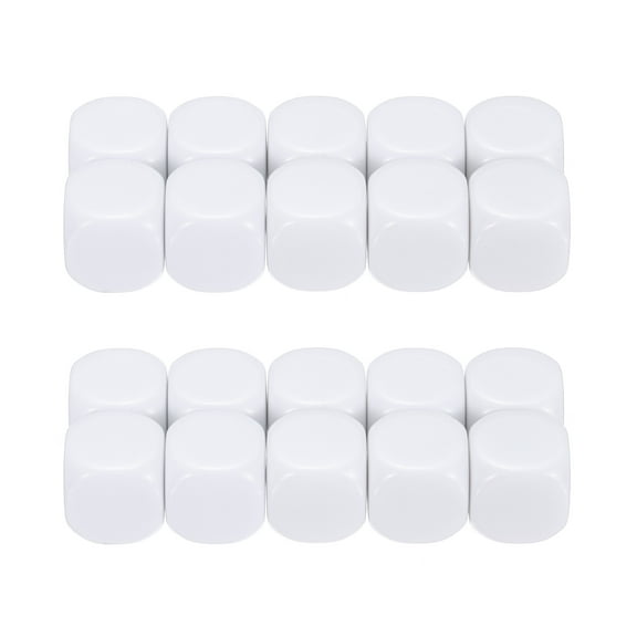 10 mm Acrylic Dice Blank, 20 Pcs Standard Game Dice Rounded Corner for Board Games Teaching, White