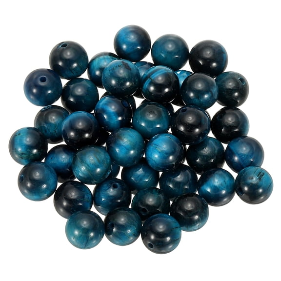 Uxcell 10mm Aventurine Beads, 45 Pcs Tiger's Eye Natural Gemstone Beads Smooth Stone Beads, Blue