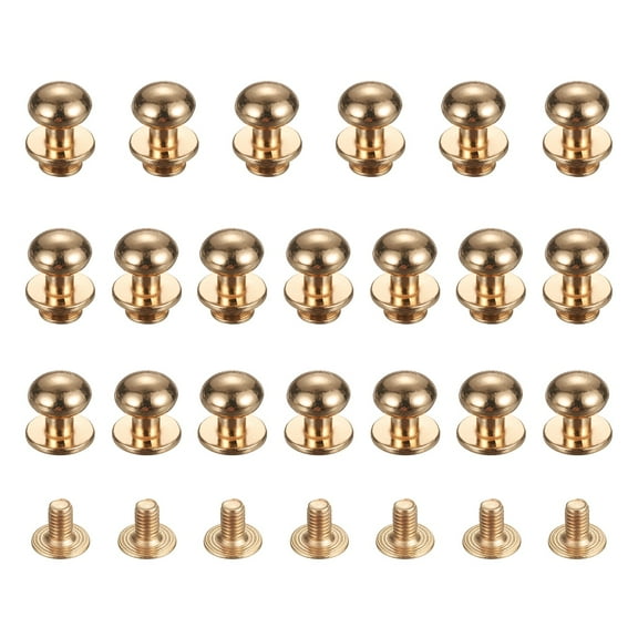 Uxcell 10mm Ball Head Stud Rivets Screw Back [20Pcs] - Metal Round Head Button Rivet for Bag & Belt & Handbag - Gold