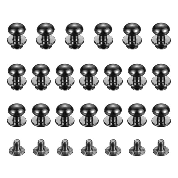 Uxcell 10mm Ball Head Stud Rivets Screw Back [20Pcs] - Metal Round Head Button Rivet for Bag & Belt & Handbag - Gun Black