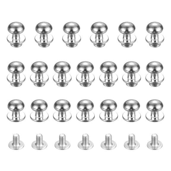 Uxcell 10mm Ball Head Stud Rivets Screw Back [20Pcs] - Metal Round Head Button Rivet for Bag & Belt & Handbag - Silver