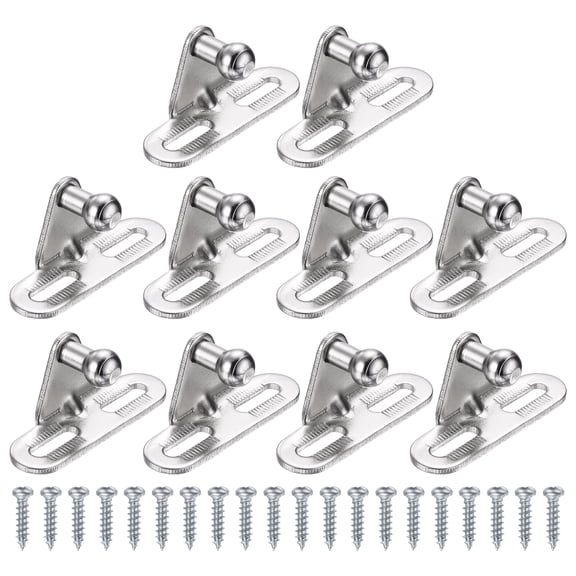 Uxcell 10mm Ball Stud Mounting Bracket, 10pcs Rectangle Gas Spring Struts Lift Support Brackets with 20pcs Bolts for Skylight Tool Box Engine Cover Lid, Silver
