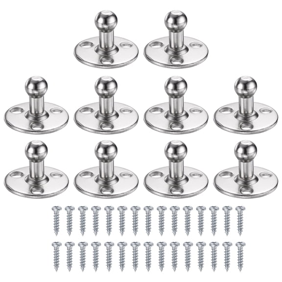 Uxcell 10mm Ball Stud Mounting Bracket, 10pcs Round Gas Spring Struts Lift Support Brackets with 30pcs Bolts for Skylight Tool Box Engine Cover Lid, Silver