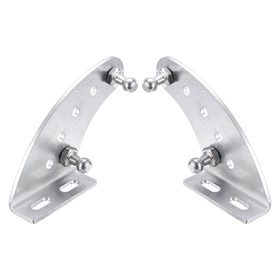 Uxcell 10mm Ball Stud Mounting Bracket, 2pcs Arc-shaped Gas Spring Struts Lift Support Brackets with 4pcs Nuts and 4pcs Ball Studs for Skylight Tool Box Engine Cover Lid, Silver