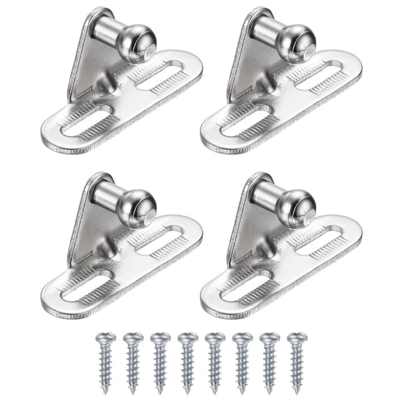 Uxcell 10mm Ball Stud Mounting Bracket, 4pcs Rectangle Gas Spring Struts Lift Support Brackets with 8pcs Bolts for Skylight Tool Box Engine Cover Lid, Silver