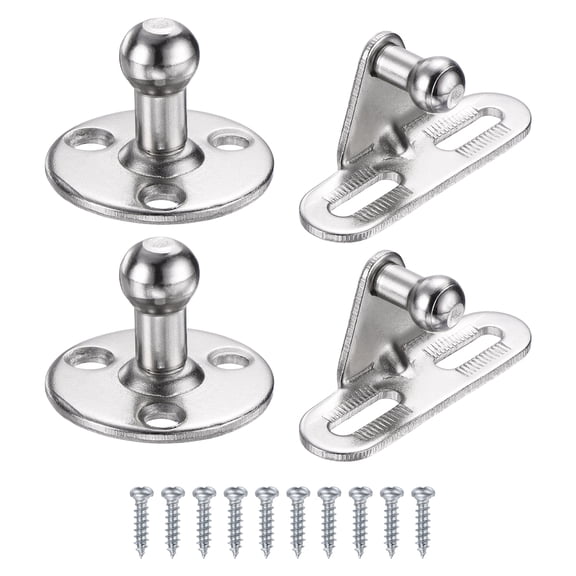 Uxcell 10mm Ball Stud Mounting Bracket, 4pcs Rectangle & Round Gas Spring Struts Lift Support Brackets with 10pcs Bolts for Skylight Tool Box Engine Cover Lid, Silver