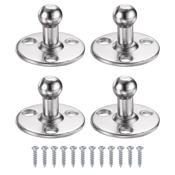Uxcell 10mm Ball Stud Mounting Bracket, 4pcs Round Gas Spring Struts Lift Support Brackets with 12pcs Bolts for Skylight Tool Box Engine Cover Lid, Silver