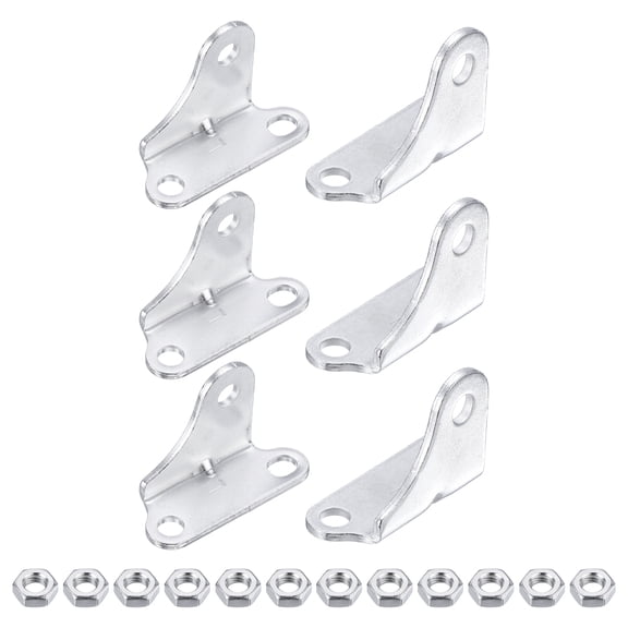 Uxcell 10mm Ball Stud Mounting Bracket, 6pcs Arc-shaped Gas Spring Struts Lift Support Brackets with 12pcs Nuts for Skylight Tool Box Engine Cover Lid, Silver