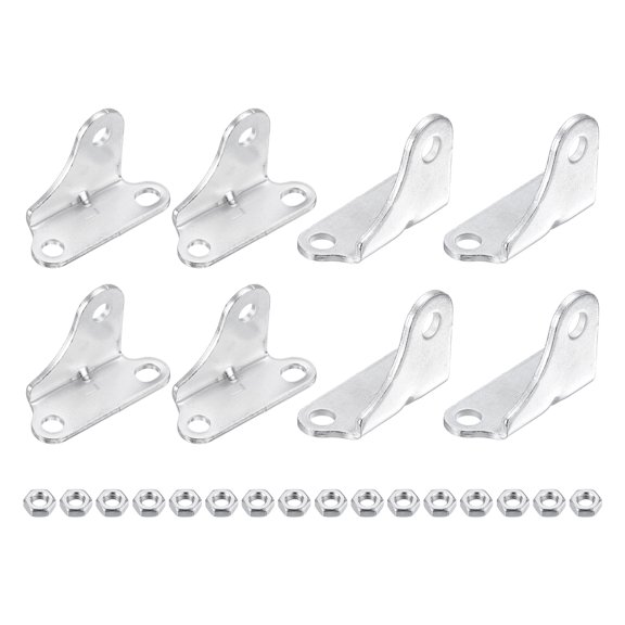 Uxcell 10mm Ball Stud Mounting Bracket, 8pcs Arc-shaped Gas Spring Struts Lift Support Brackets with 16pcs Nuts for Skylight Tool Box Engine Cover Lid, Silver
