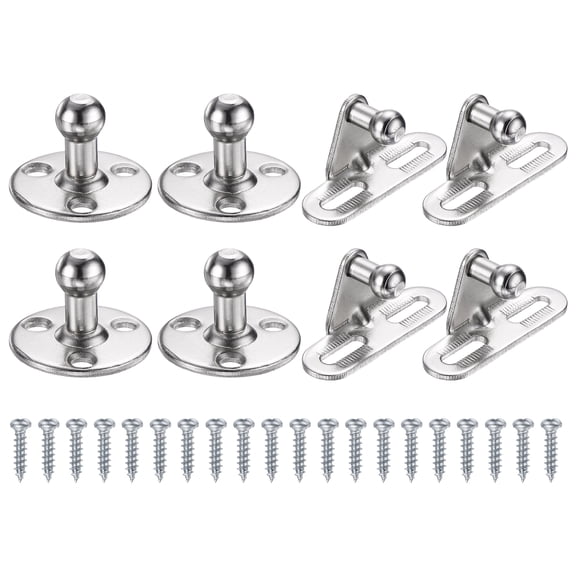 Uxcell 10mm Ball Stud Mounting Bracket, 8pcs Rectangle & Round Gas Spring Struts Lift Support Brackets with 20pcs Bolts for Skylight Tool Box Engine Cover Lid, Silver