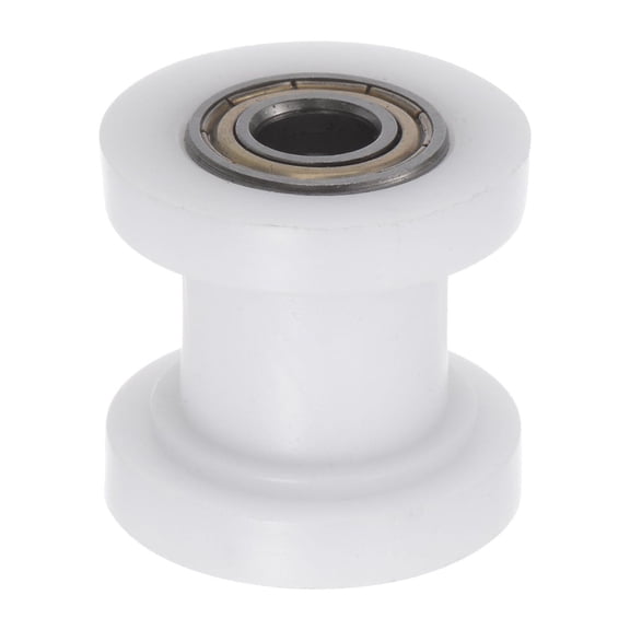 Uxcell 10mm Chain Roller Pulley Tensioner Wheel Guide Groove Type for Bike Atv Go-kart White
