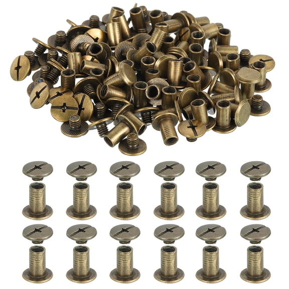 Uxcell 10mm Chicago Screws Leather Rivets, 120 Set Leather Rivets Nail Stud Screws Bolt Assorted Kit for DIY Leather Craft Bookbinding Decorate Repair Belt Bag Clothing, Gunmetal