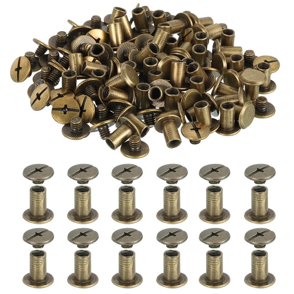 Uxcell 10mm Chicago Screws Leather Rivets, 60 Set Leather Rivets Nail Stud Screws Bolt Assorted Kit for DIY Leather Craft Bookbinding Decorate Repair Belt Bag Clothing, Gunmetal