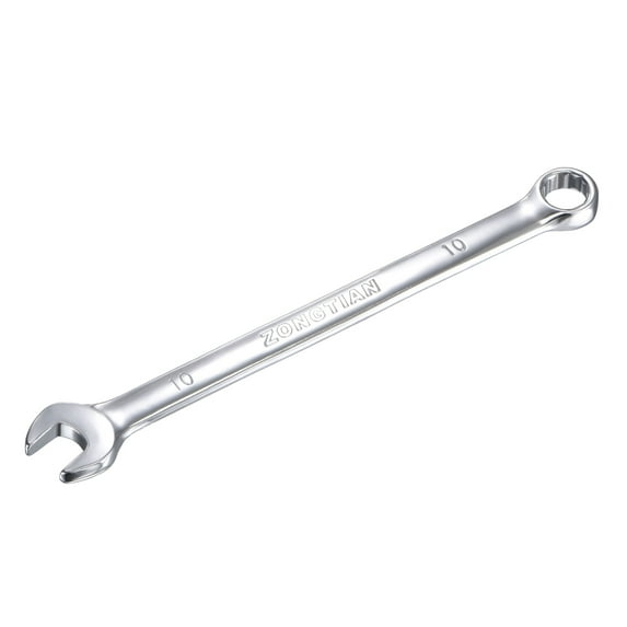 Uxcell 10mm Combination Wrench with Offset Box End and Angled Open End, Metric Mirror-Chrome Plated High Carbon Steel