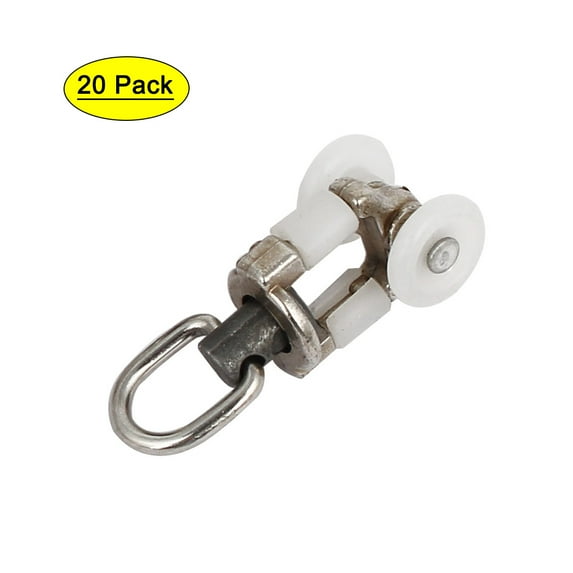 Uxcell 10mm Dia Double Wheel Plastic Curtain Track Rail Slide Roller Glider 20pcs