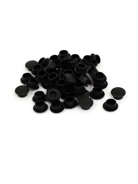10mm Dia Plastic Straight Line Screw Cap Covers Hole Plugs Lids Black 50 Pack