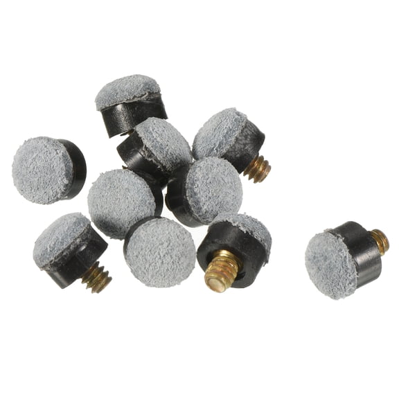 Uxcell 10mm Dia Screw on Pool Cue Tips Replacement Pool Stick Tips Accessories Grey 10 Pack