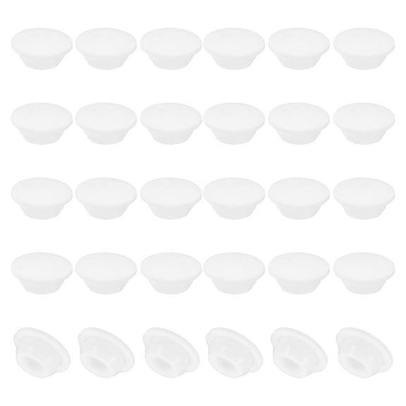 Uxcell 10mm Diameter Silicone Round Snap, 30 Pcs in Type Locking Furniture Hole Plug Protective Cover, White