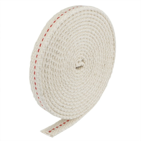 Uxcell 10mm Flat Wide 2 Meter Long Cotton Oil Lamp Wick with Red Stitch
