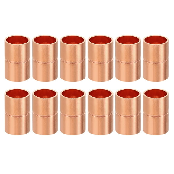 Uxcell 10mm ID Copper Coupling Fittings, 12 Pcs Rolled Tube Stop Straight Pipe Fitting Welding Joint for HVAC