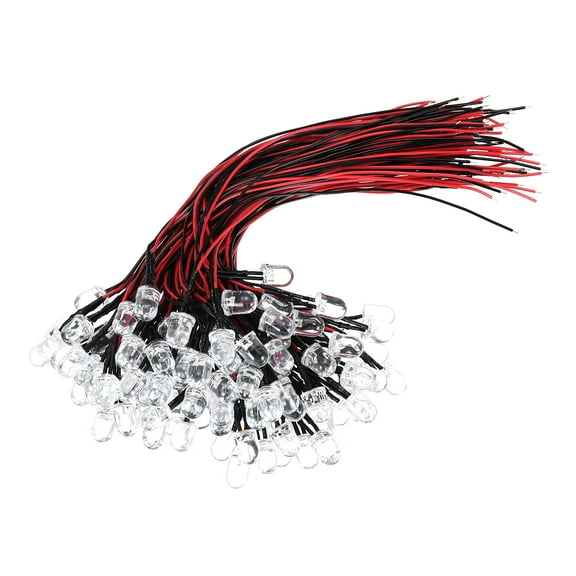 Uxcell 10mm LED Diode Light, 100 Pcs 24V DC Pre Wired Mini LED Lights Bulb Light-emitting Lamp for RC DIY Indicator Lighting, Assorted Color (10 PCS/Color) Light