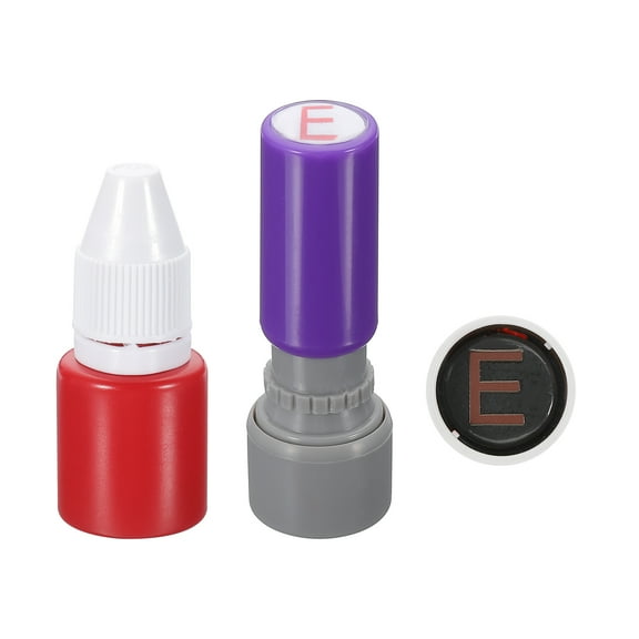 Uxcell 10mm Letter Stamps, J-Alphabet Stamps Mini Self Inking Stamps Plastic Ink Set, Red Ink, Yellow Shell