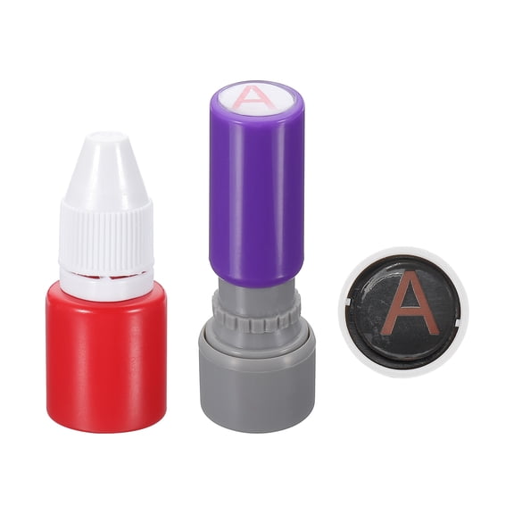 Uxcell 10mm Letter Stamps, N-Alphabet Stamps Mini Self Inking Stamps Plastic Ink Set, Red Ink, Yellow Shell