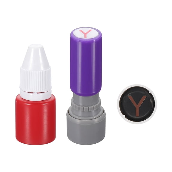 Uxcell 10mm Letter Stamps, Z-Alphabet Stamps Mini Self Inking Stamps Plastic Ink Set, Red Ink, Purple Shell