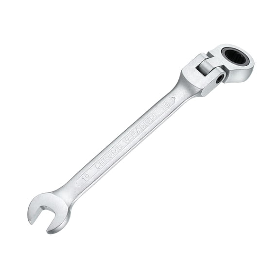 Uxcell 10mm Metric Flex-Head Ratchet Wrench Chrome Vanadium Steel 72-Tooth Ratcheting Combination Wrench Spanner for Car Bike Automotive Machine Repair