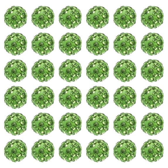 Uxcell 10mm Rhinestone Clay Beads, 120 Pack Round Ball Polymer Clay Crystal Charm Beads, Green