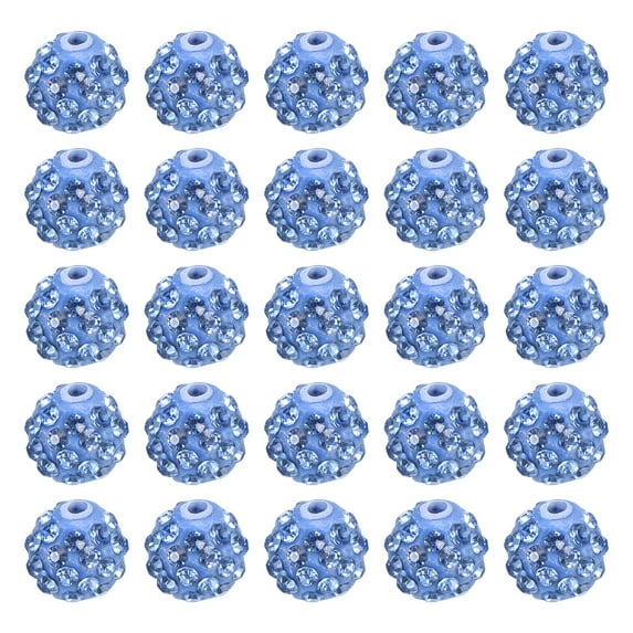 Uxcell 10mm Rhinestone Clay Beads, Pave Crystal Disco Rhinestone Bead for DIY Jewelry Making Bracelet, Light Blue 50Pcs