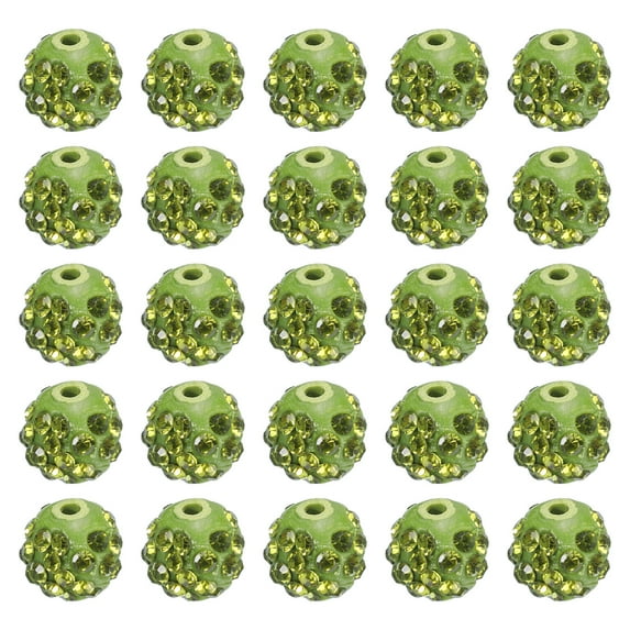 Uxcell 10mm Rhinestone Clay Beads, Pave Crystal Disco Rhinestone Bead for DIY Jewelry Making Bracelet, Olive Green 50Pcs