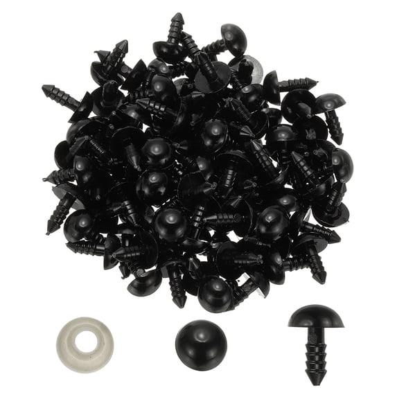 Uxcell 10mm Safety Eyes, 100 Set Plastic Craft Eyes with Washers for Stuffed Animals DIY Craft
