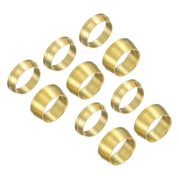 Uxcell 10mm Tube OD Brass Compression Sleeves Ferrules 5Set Double Ferrule Ring Brass Compression Fitting Assortment Kit