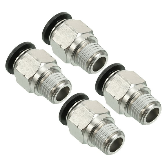 Uxcell 10mm x 1/4"NPT Male Thread Push to Connect Fittings Pneumatic Air line Quick Connect Fittings 4 Pack Silver
