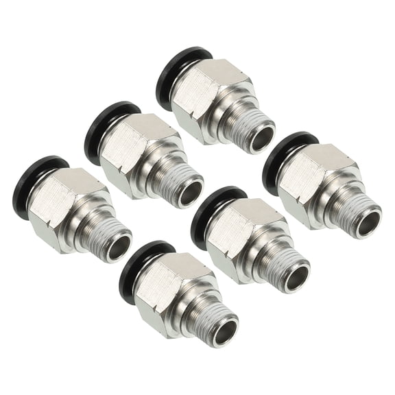 Uxcell 10mm x 1/8"NPT Male Thread Push to Connect Fittings Pneumatic Air line Quick Connect Fittings 6 Pack Silver